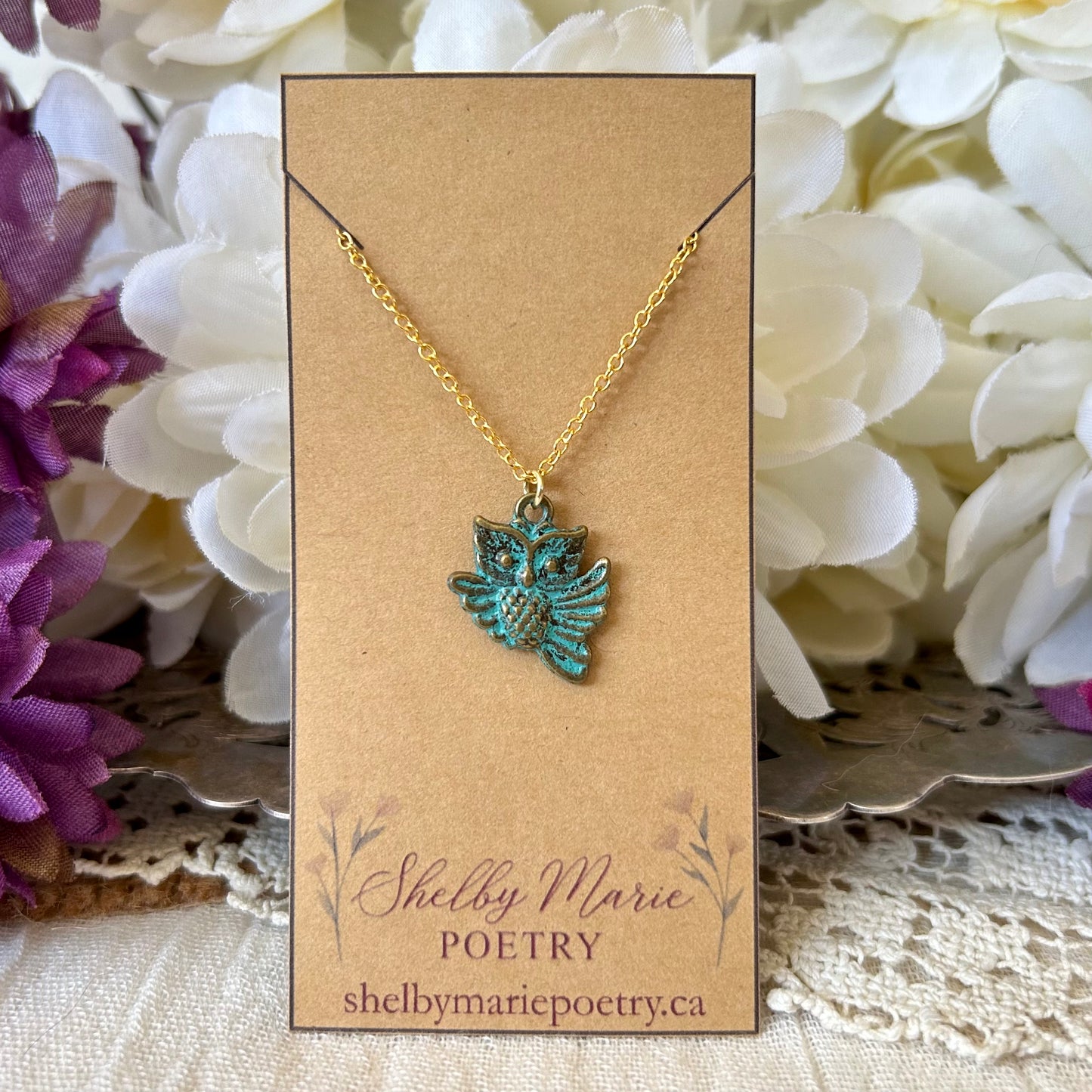 Patina Owl Necklace