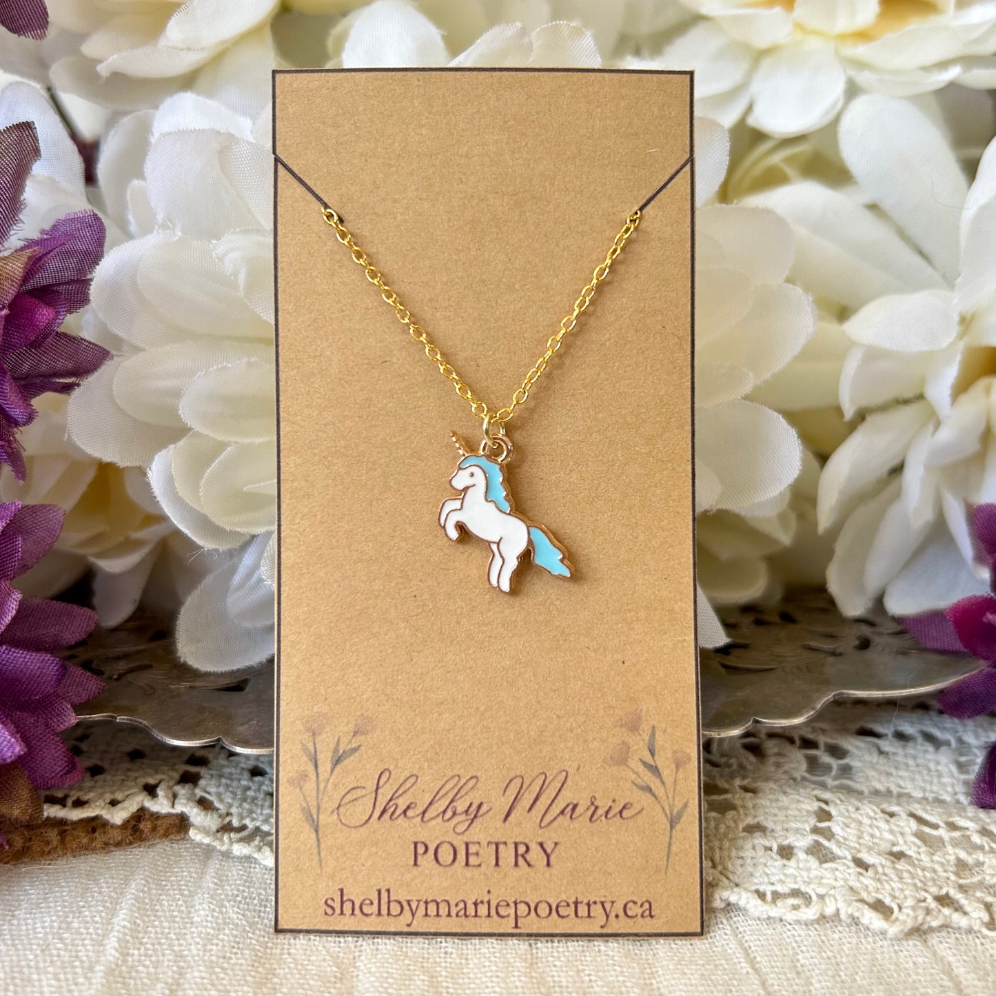 Blue Unicorn Necklace