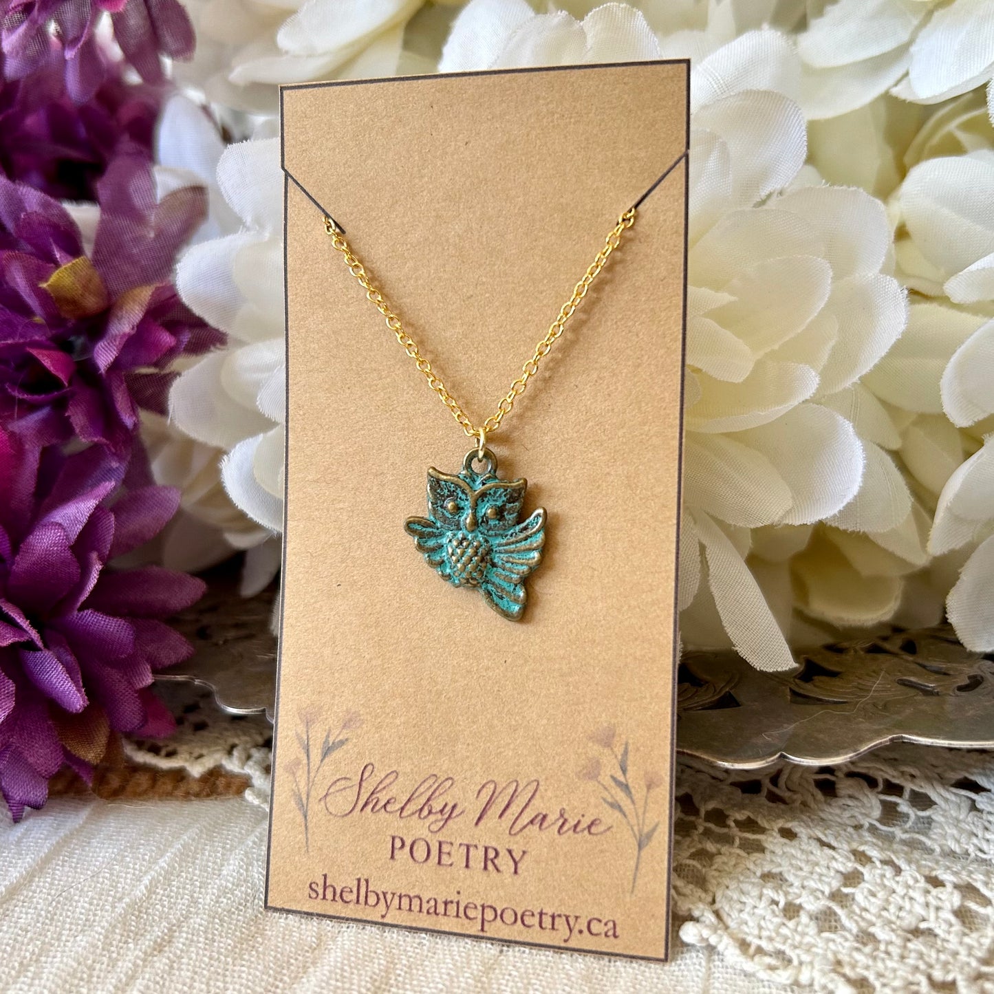 Patina Owl Necklace