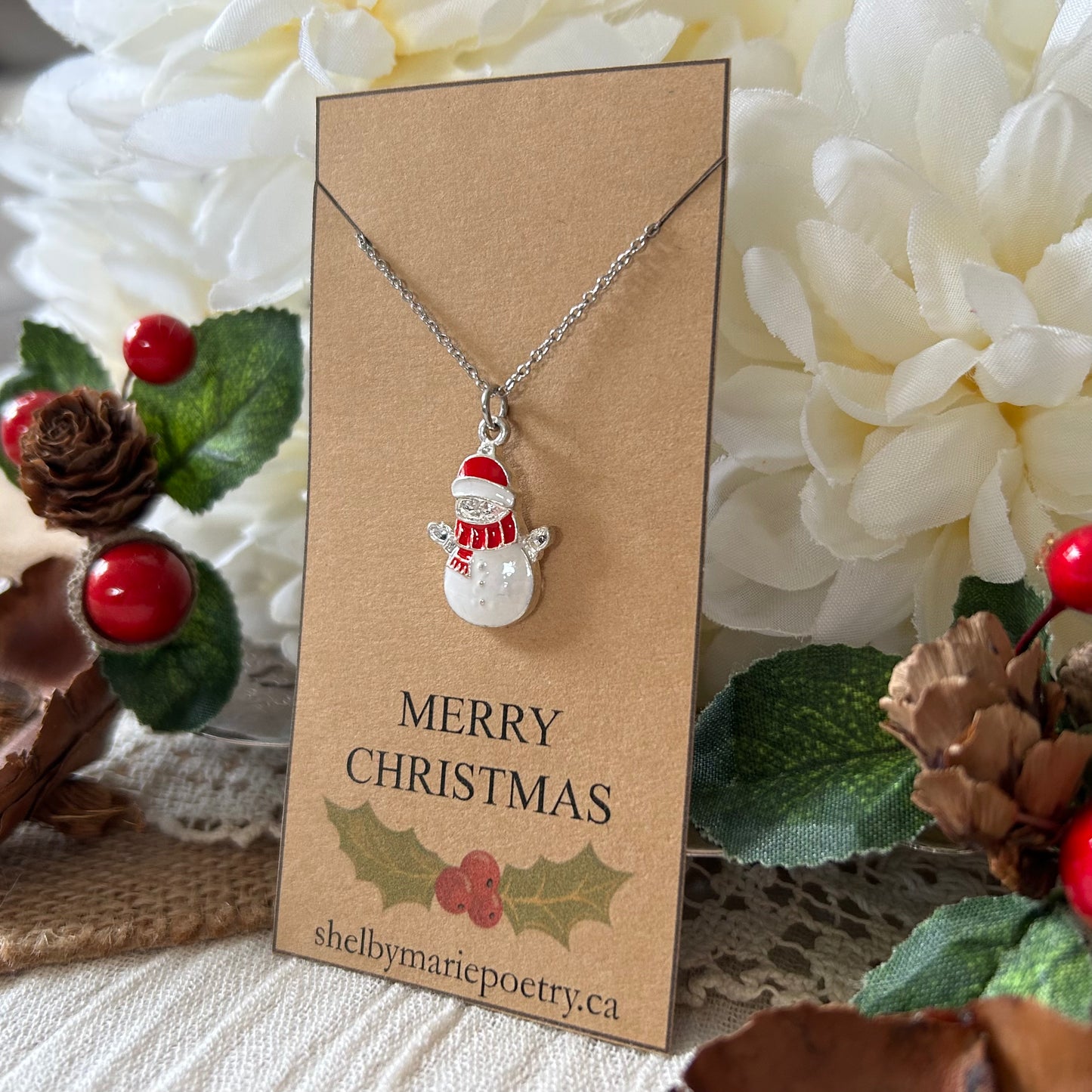 White Snowman Necklace