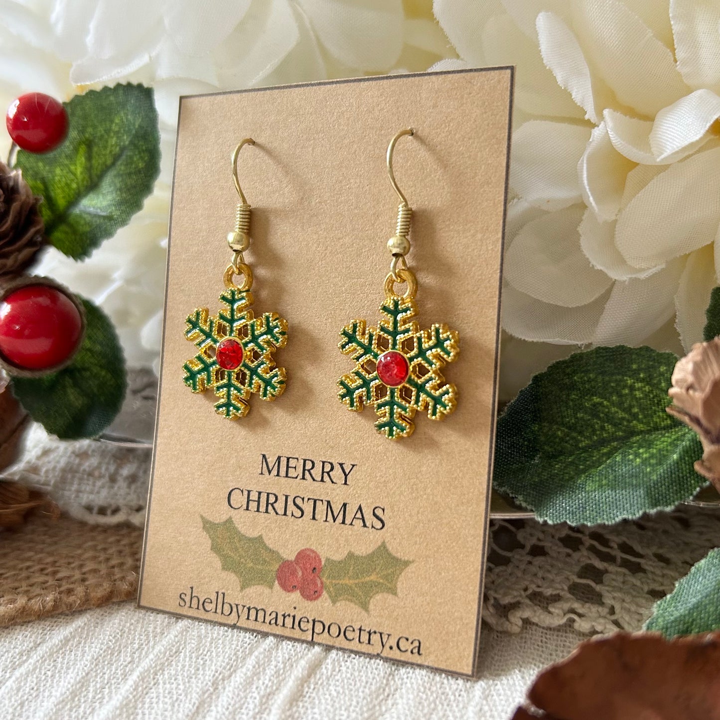 Gold Snowflake Earrings