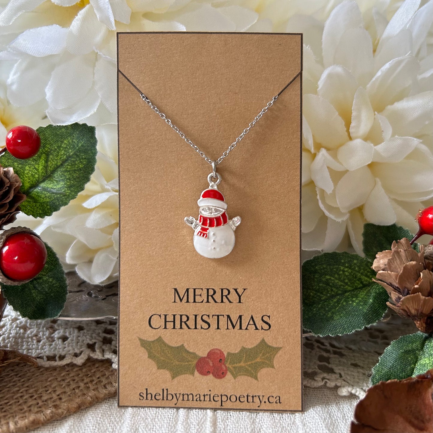White Snowman Necklace