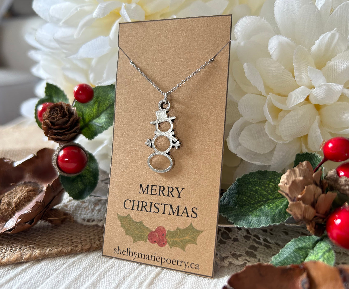Silver Snowman Necklace