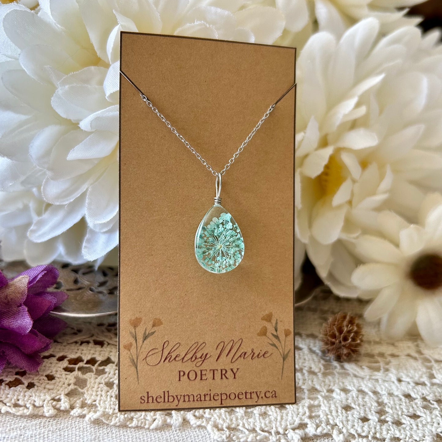 Mint Flower Necklace
