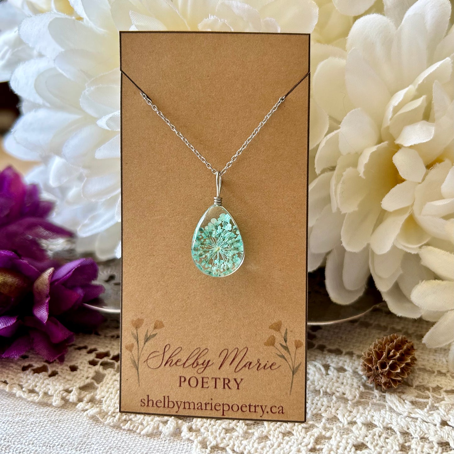 Mint Flower Necklace