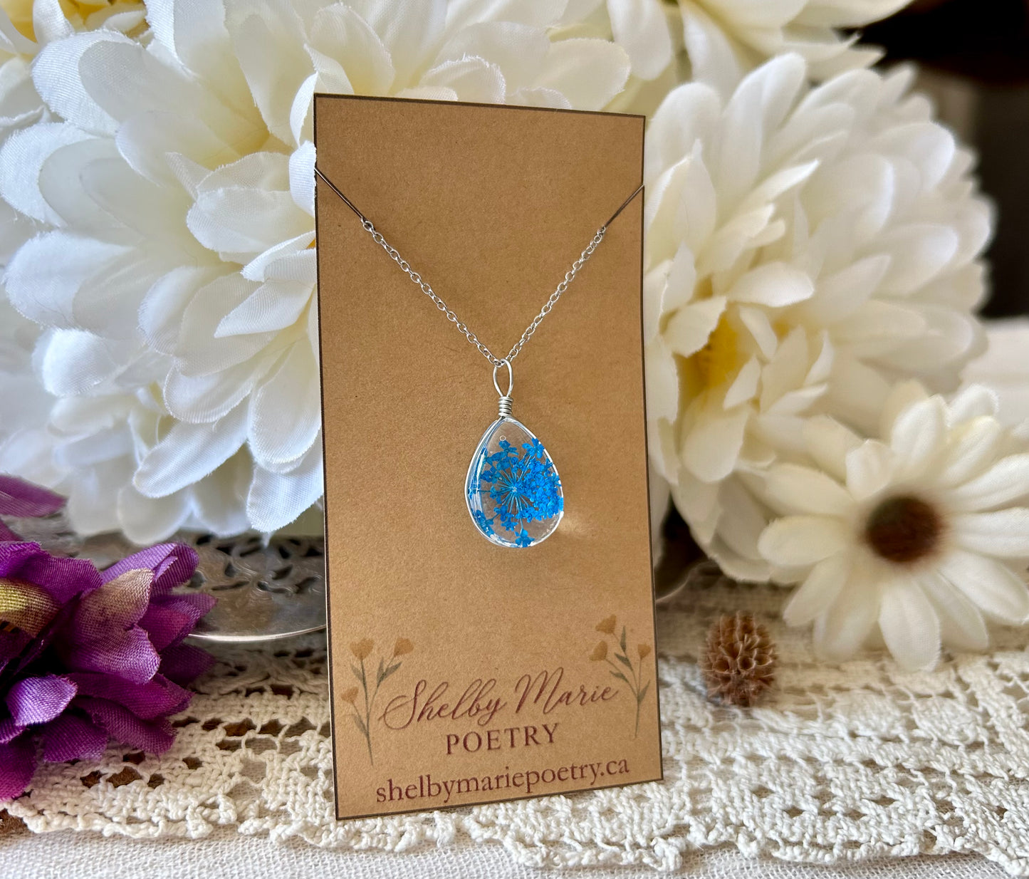 Dark Blue Flower Necklace