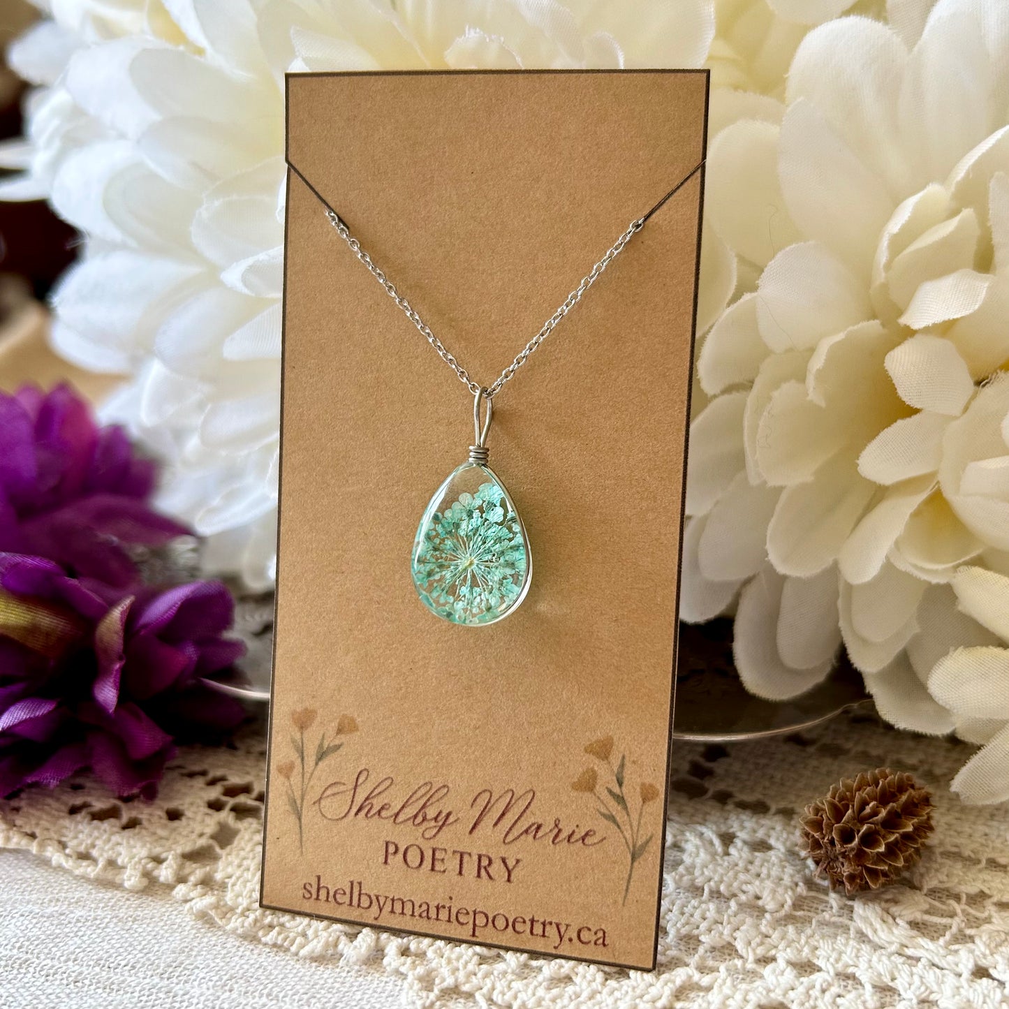 Mint Flower Necklace