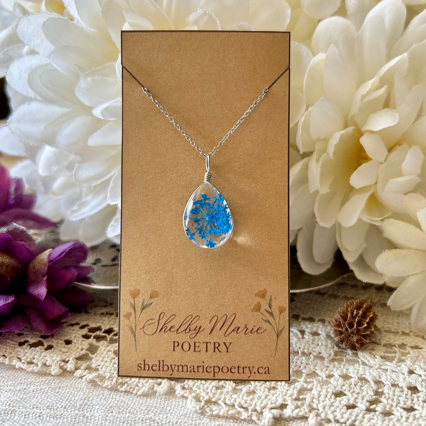 Dark Blue Flower Necklace