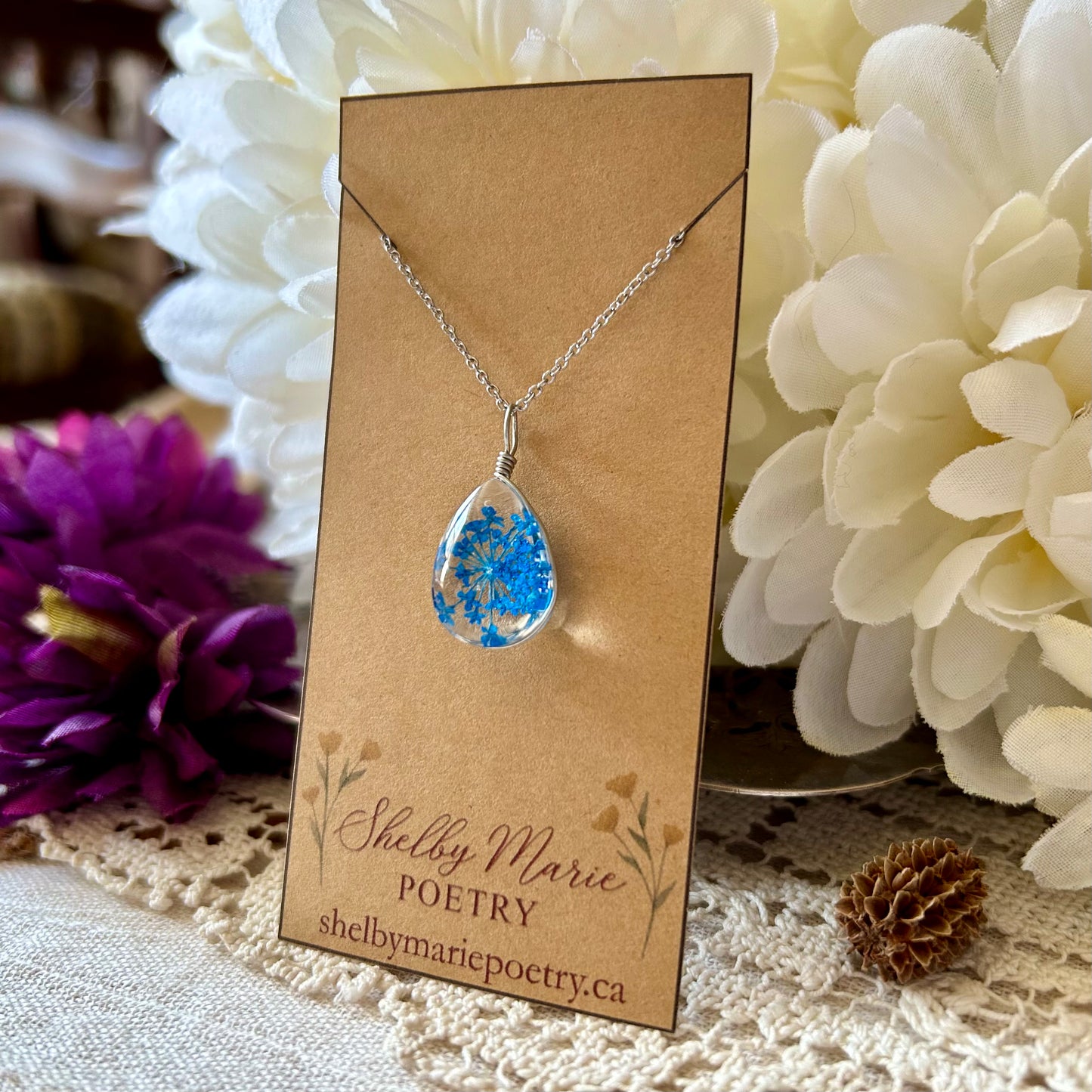Dark Blue Flower Necklace