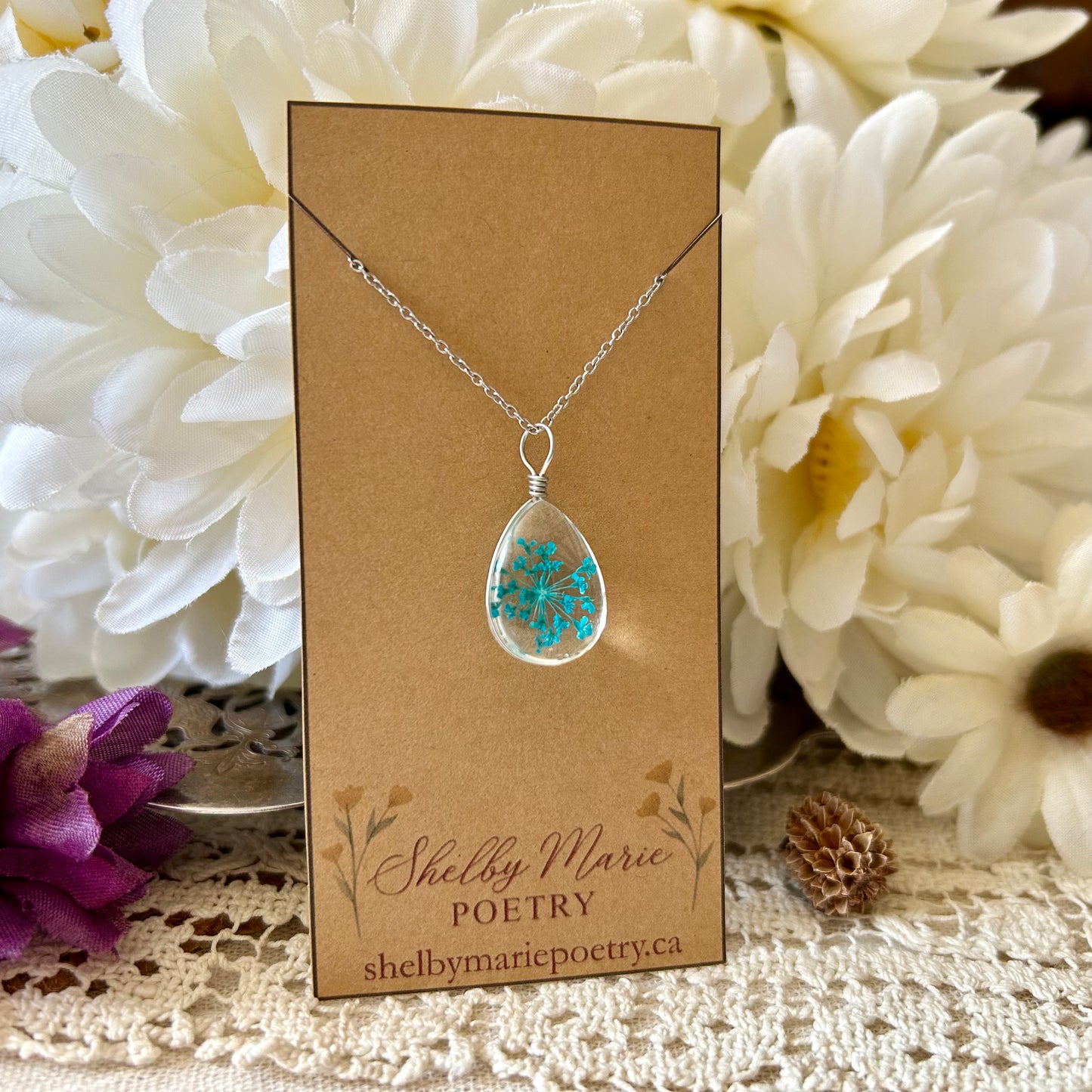 Light Blue Flower Necklace