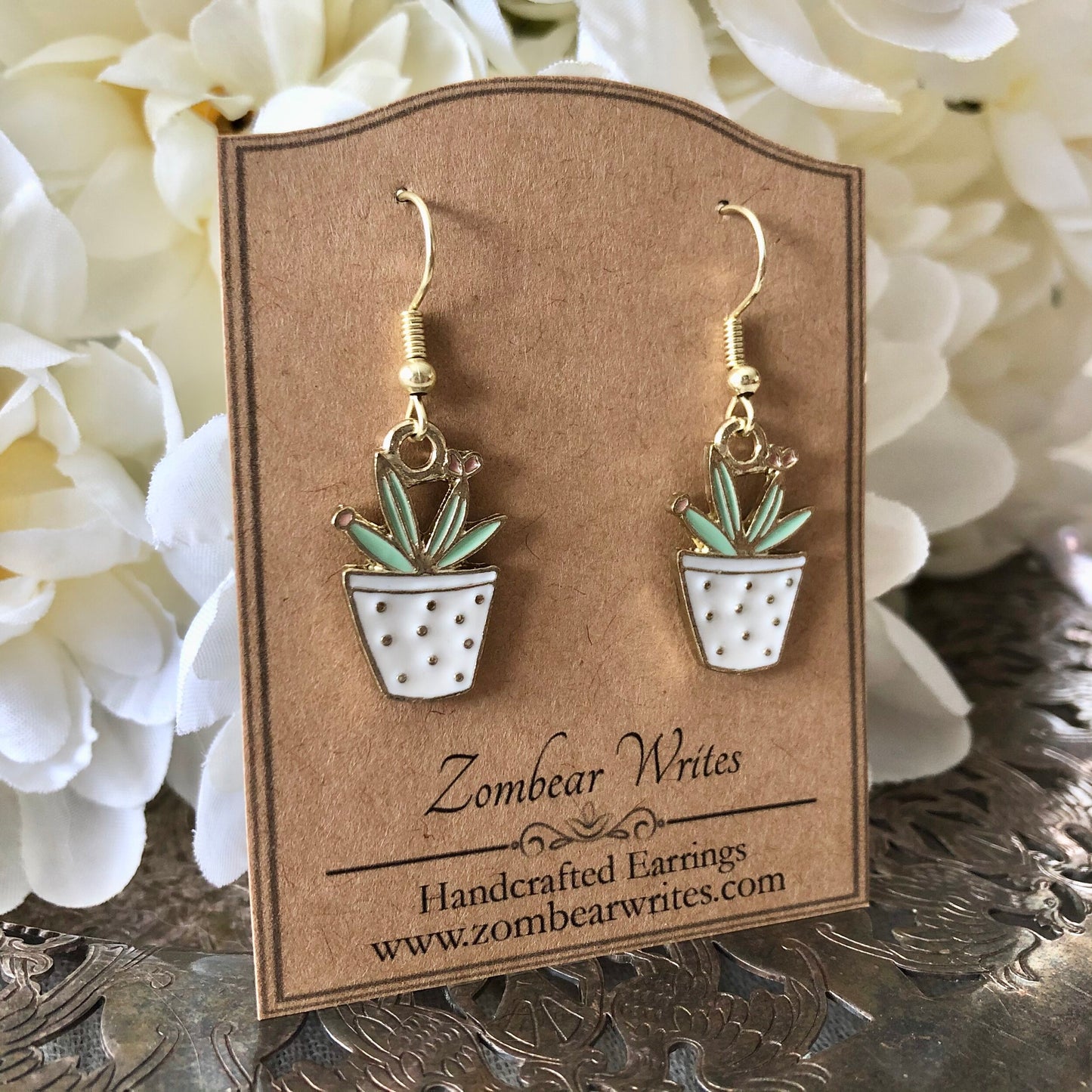 Cactus Earrings - White