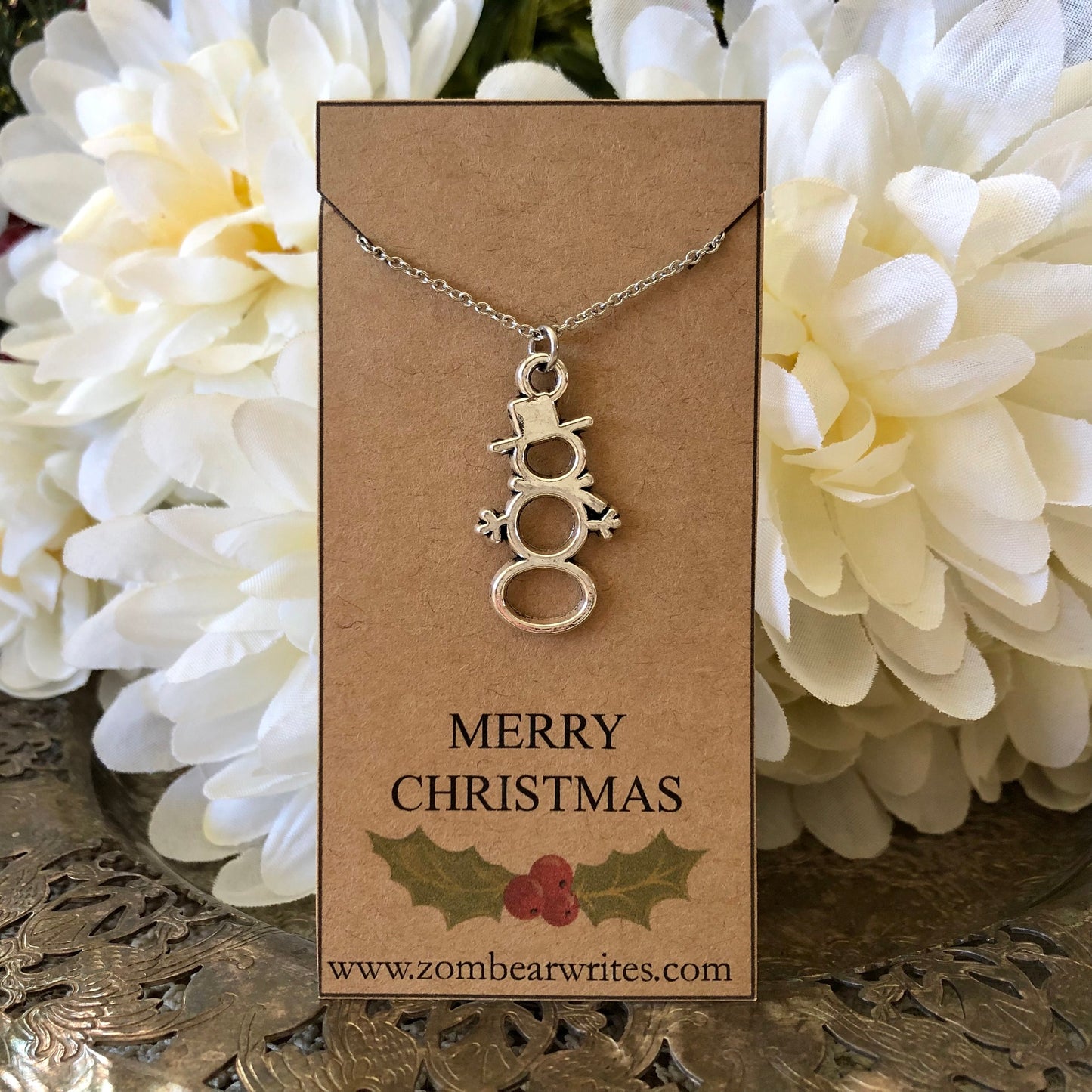 Silver Snowman Necklace