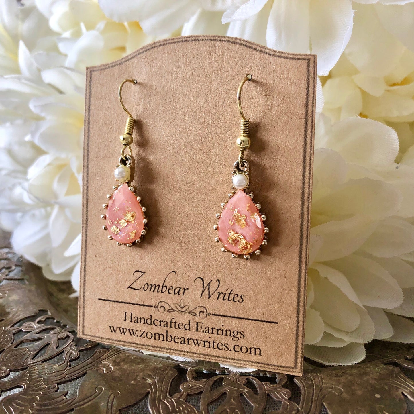 Pink Teardrop Earrings