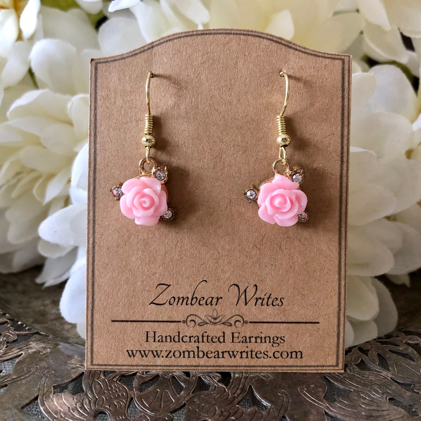 Pink Rose Earrings