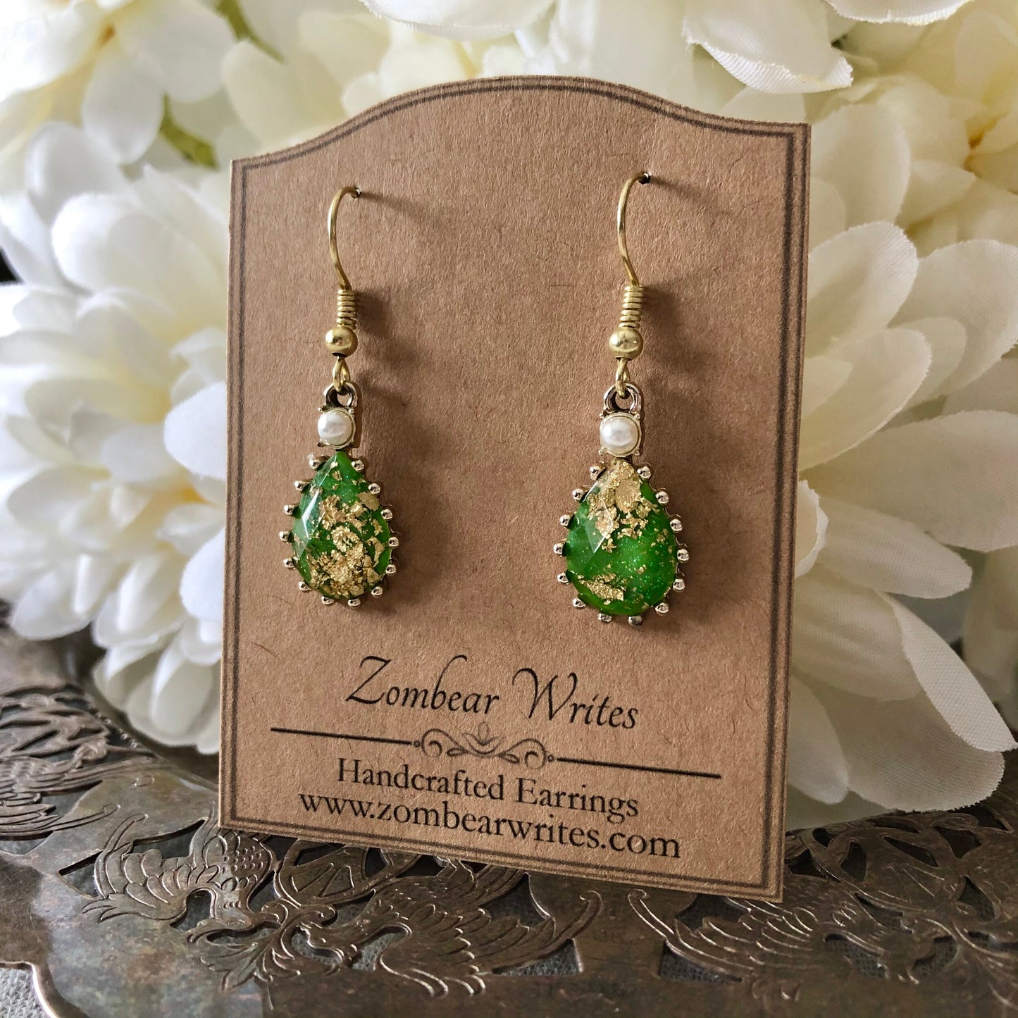 Green Teardrop Earrings