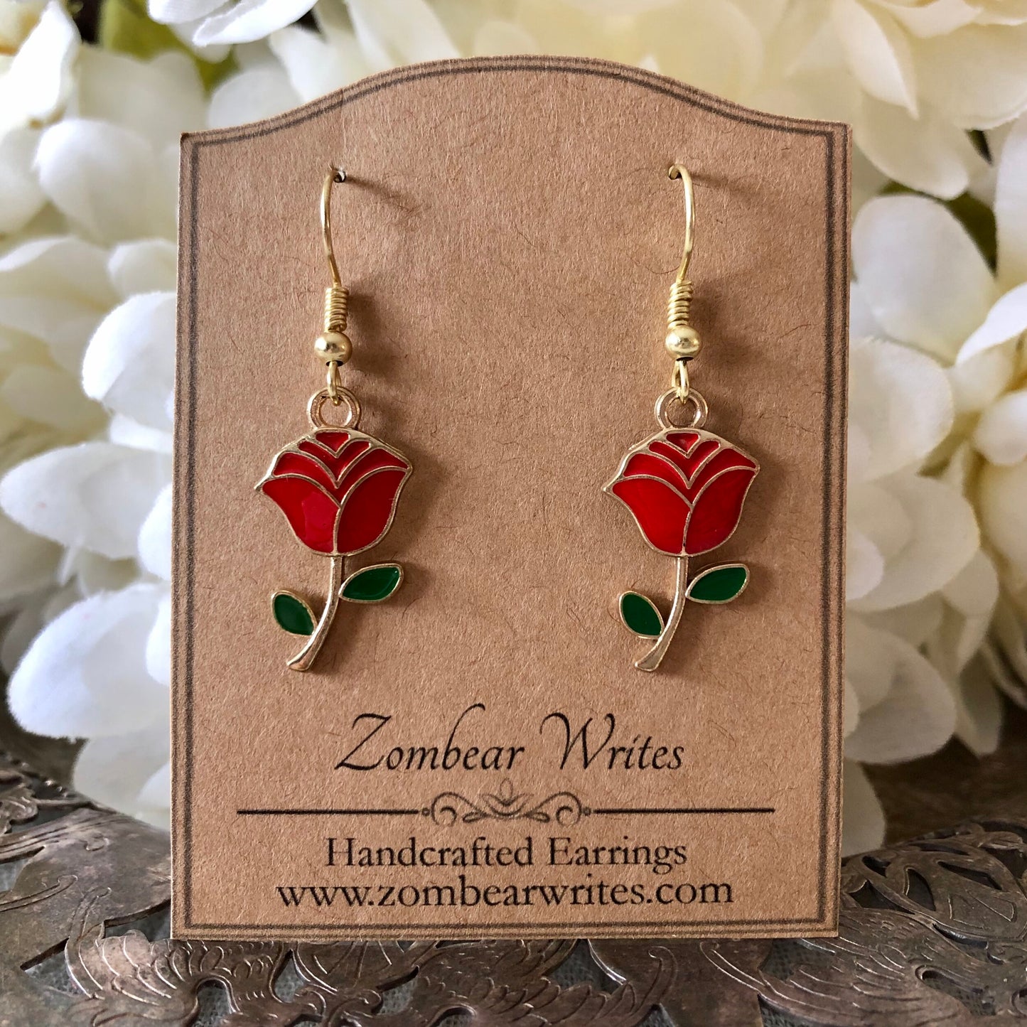 Red Rose Earrings