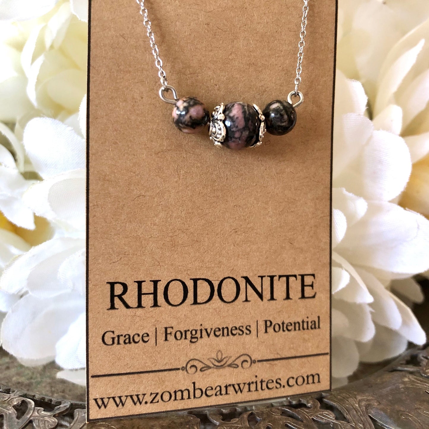 Rhodonite Natural Gemstone Necklace