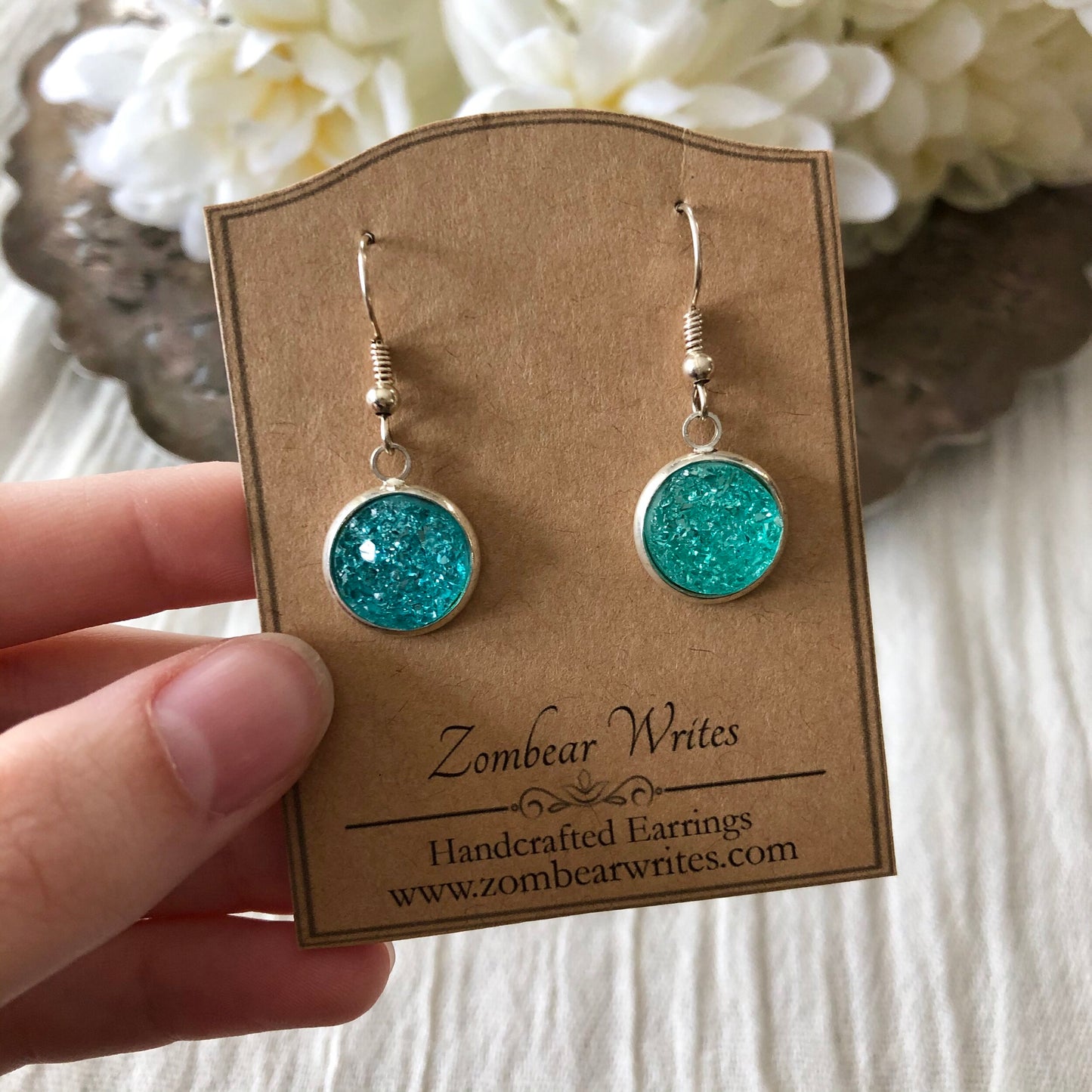 Ocean Blue Geode Earrings