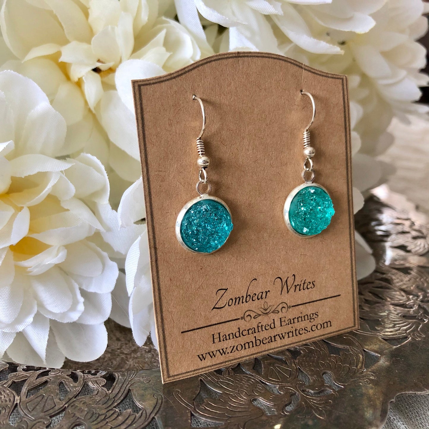 Ocean Blue Geode Earrings