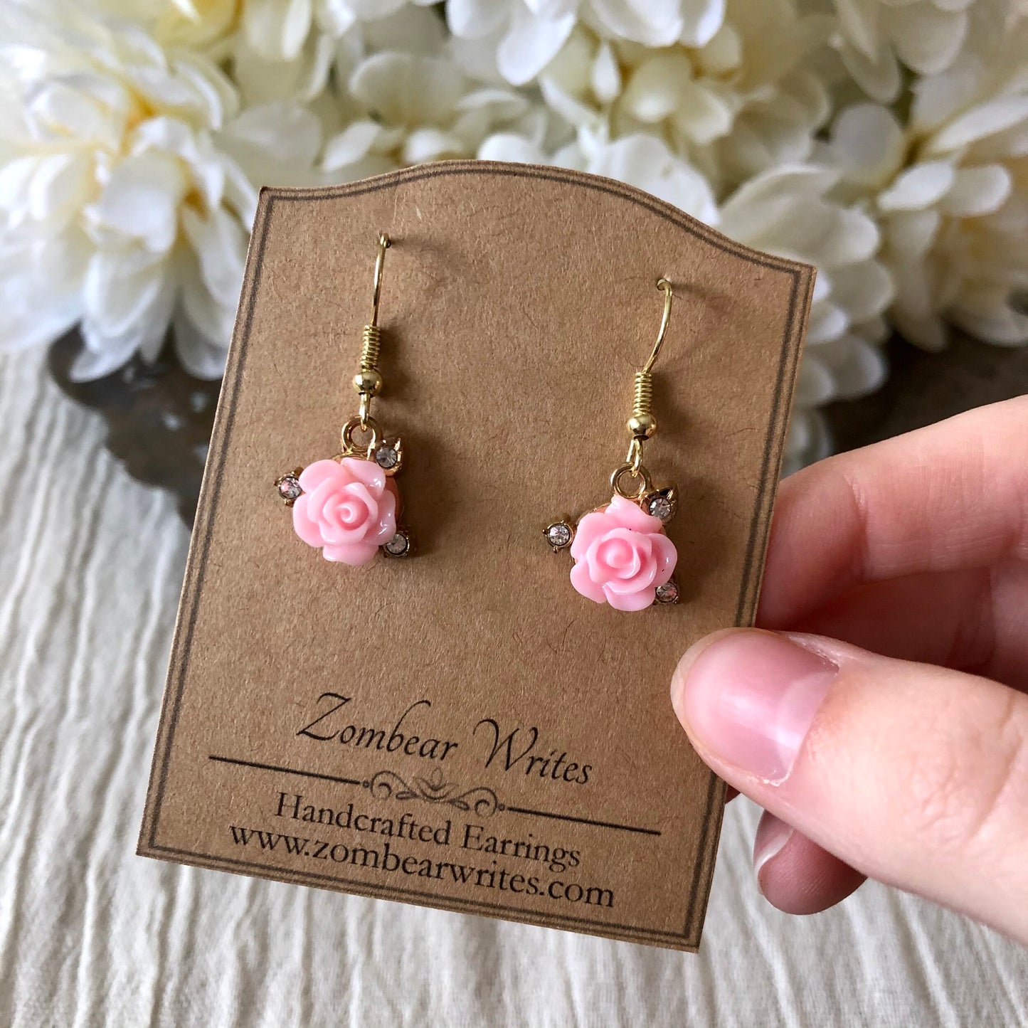 Pink Rose Earrings