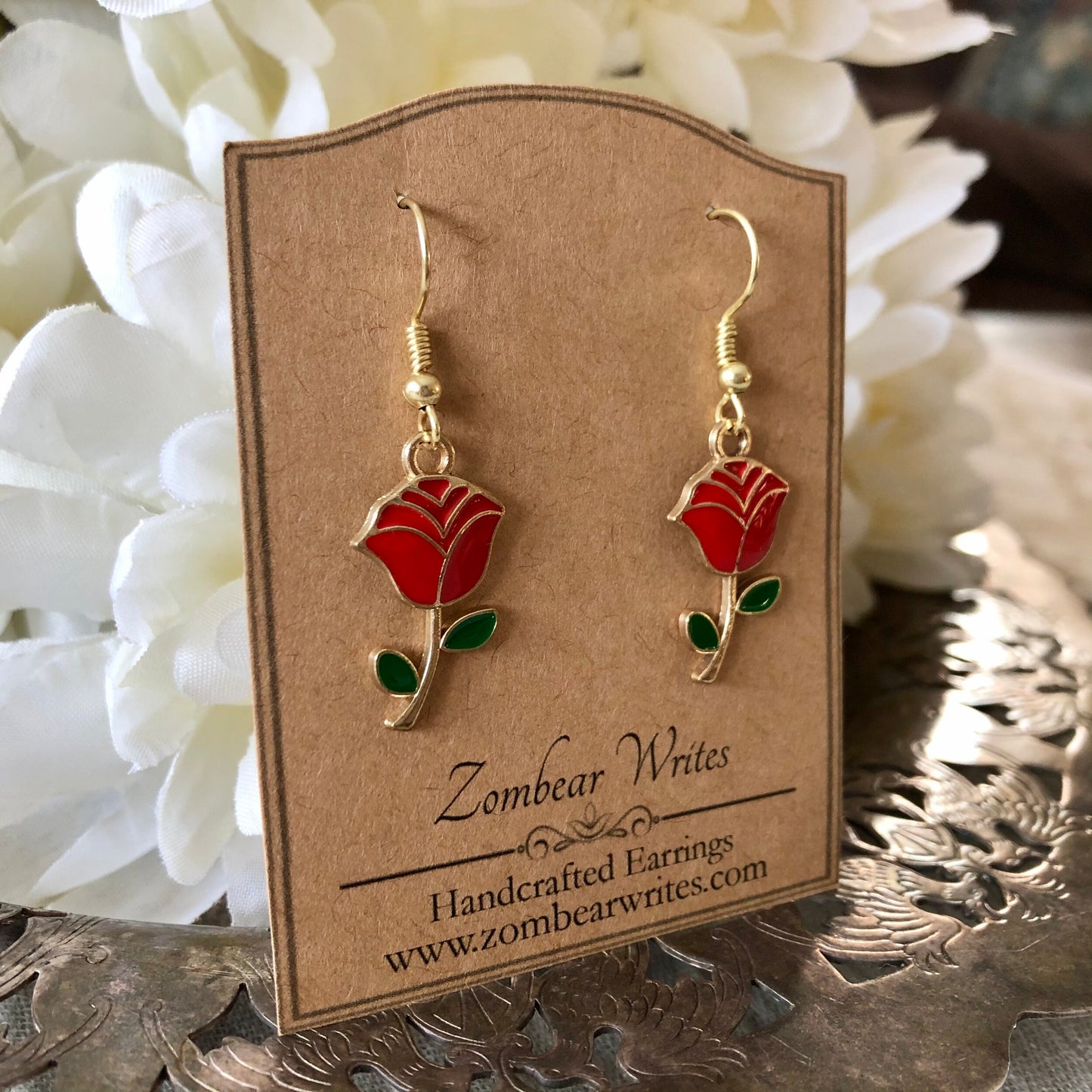 Red Rose Earrings