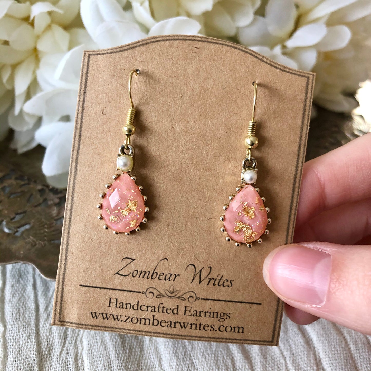Pink Teardrop Earrings
