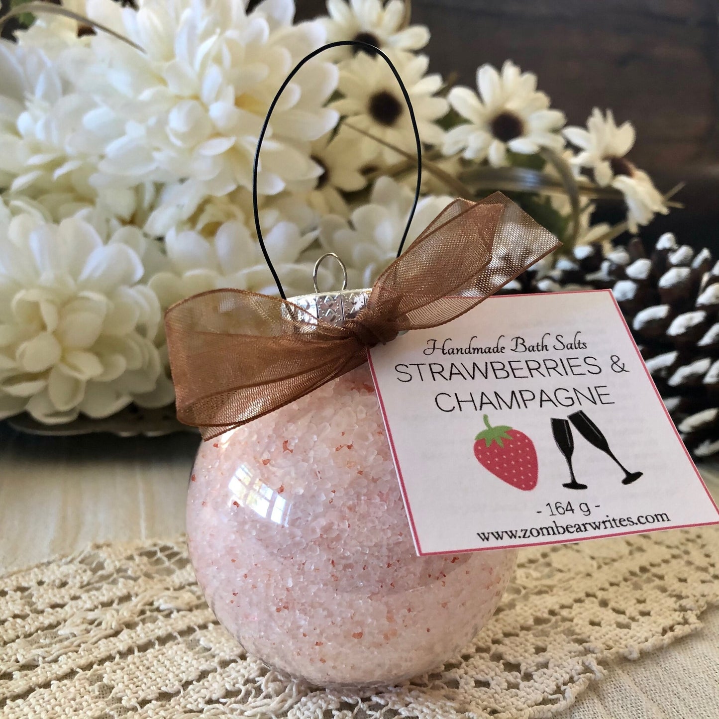 Strawberries and Champagne - Bath Salt Ornament