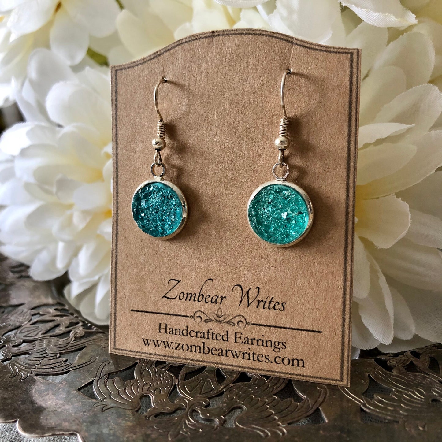 Ocean Blue Geode Earrings