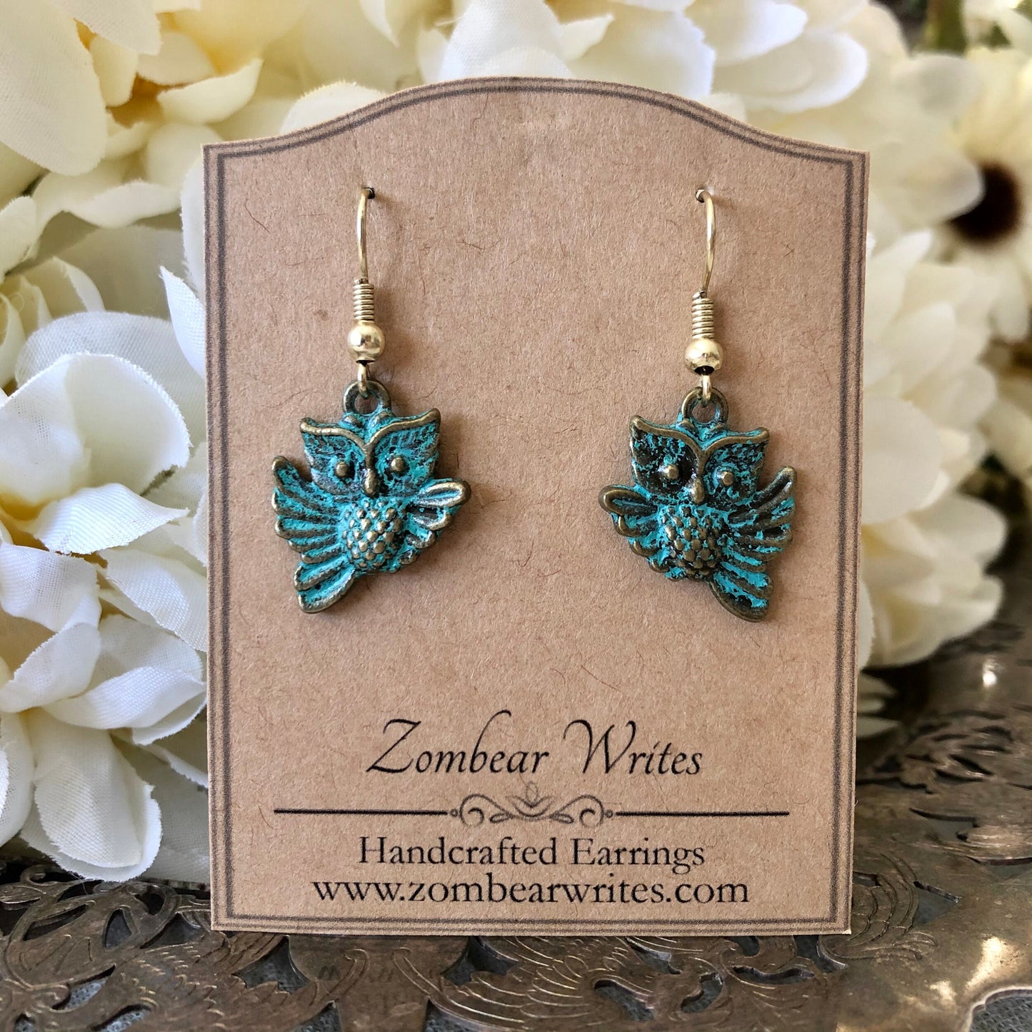 Patina Owl Earrings