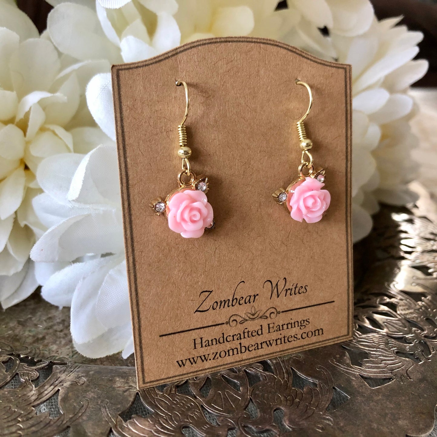 Pink Rose Earrings