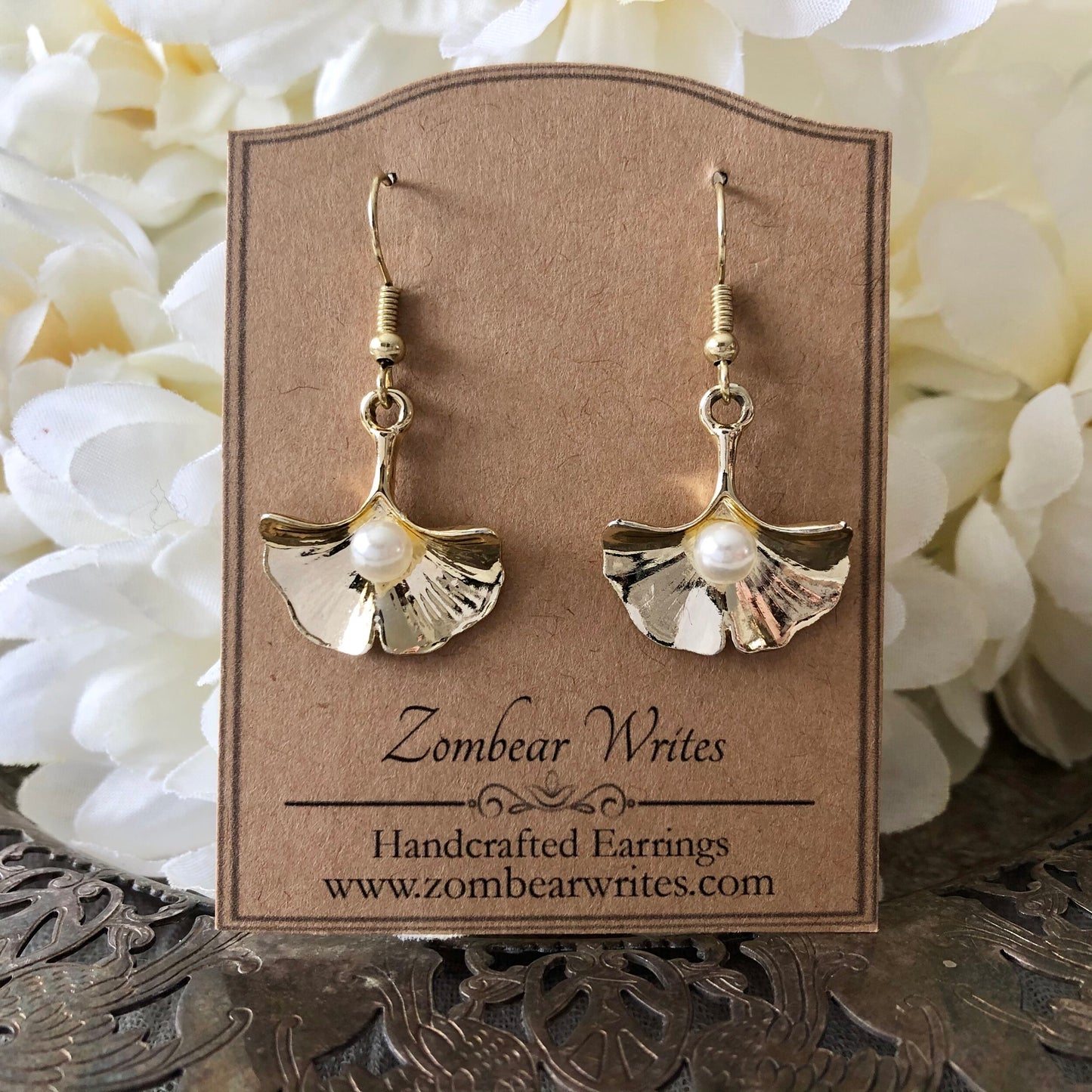 Gold Ginkgo Leaf Earrings