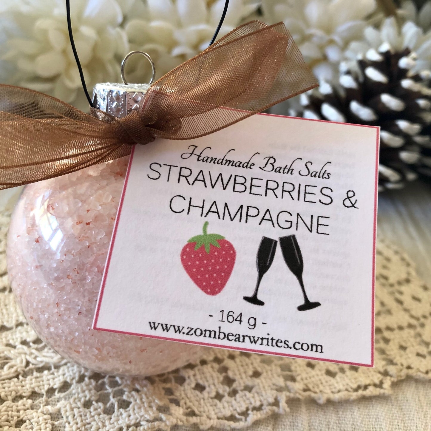 Strawberries and Champagne - Bath Salt Ornament