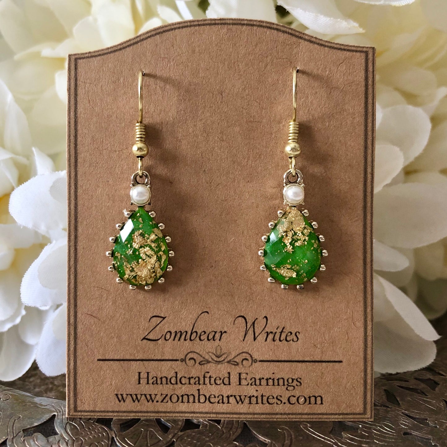 Green Teardrop Earrings