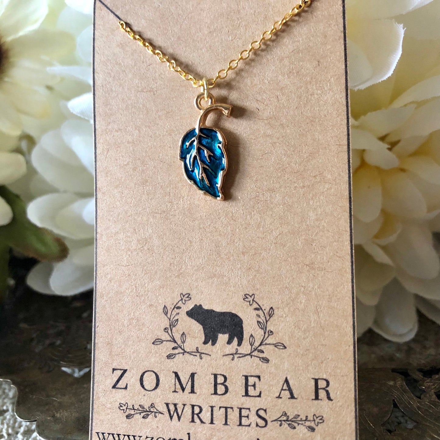 Leaf Necklace - Blue