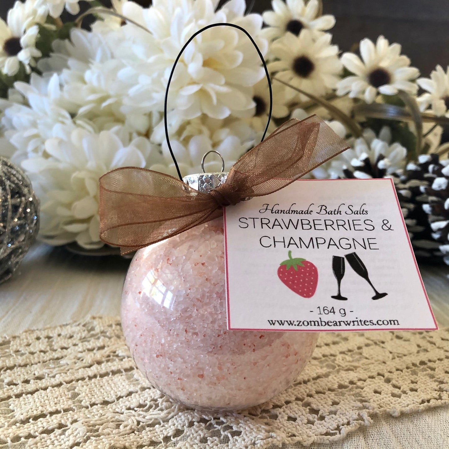 Strawberries and Champagne - Bath Salt Ornament