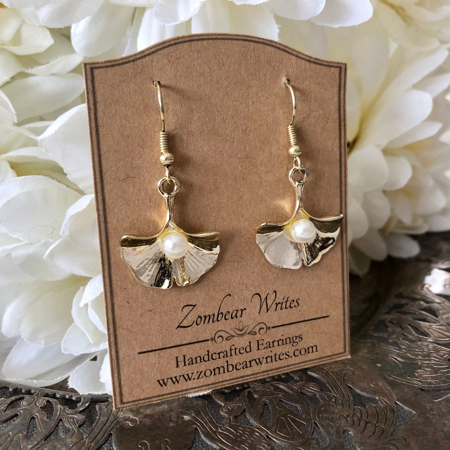 Gold Ginkgo Leaf Earrings