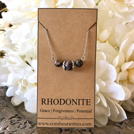 Rhodonite Natural Gemstone Necklace