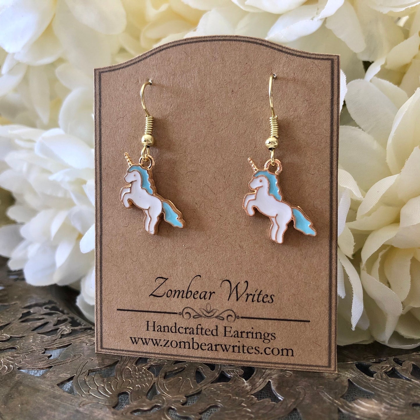 Blue Unicorn Earrings