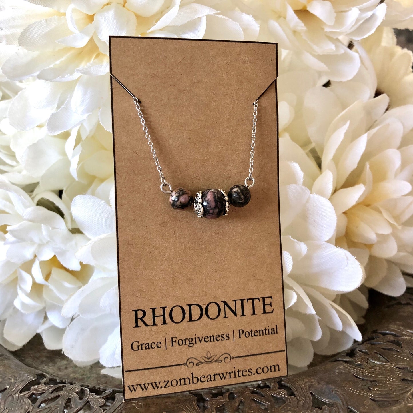 Rhodonite Natural Gemstone Necklace