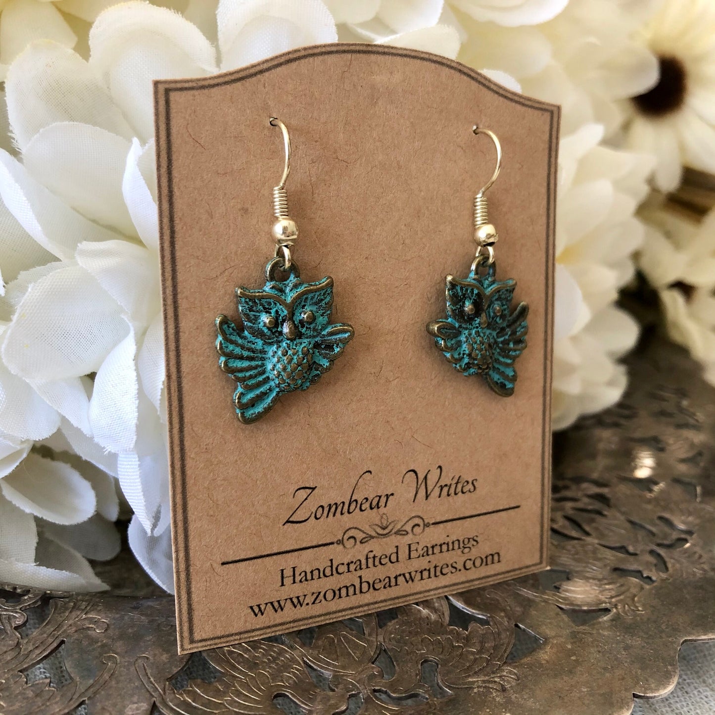 Patina Owl Earrings