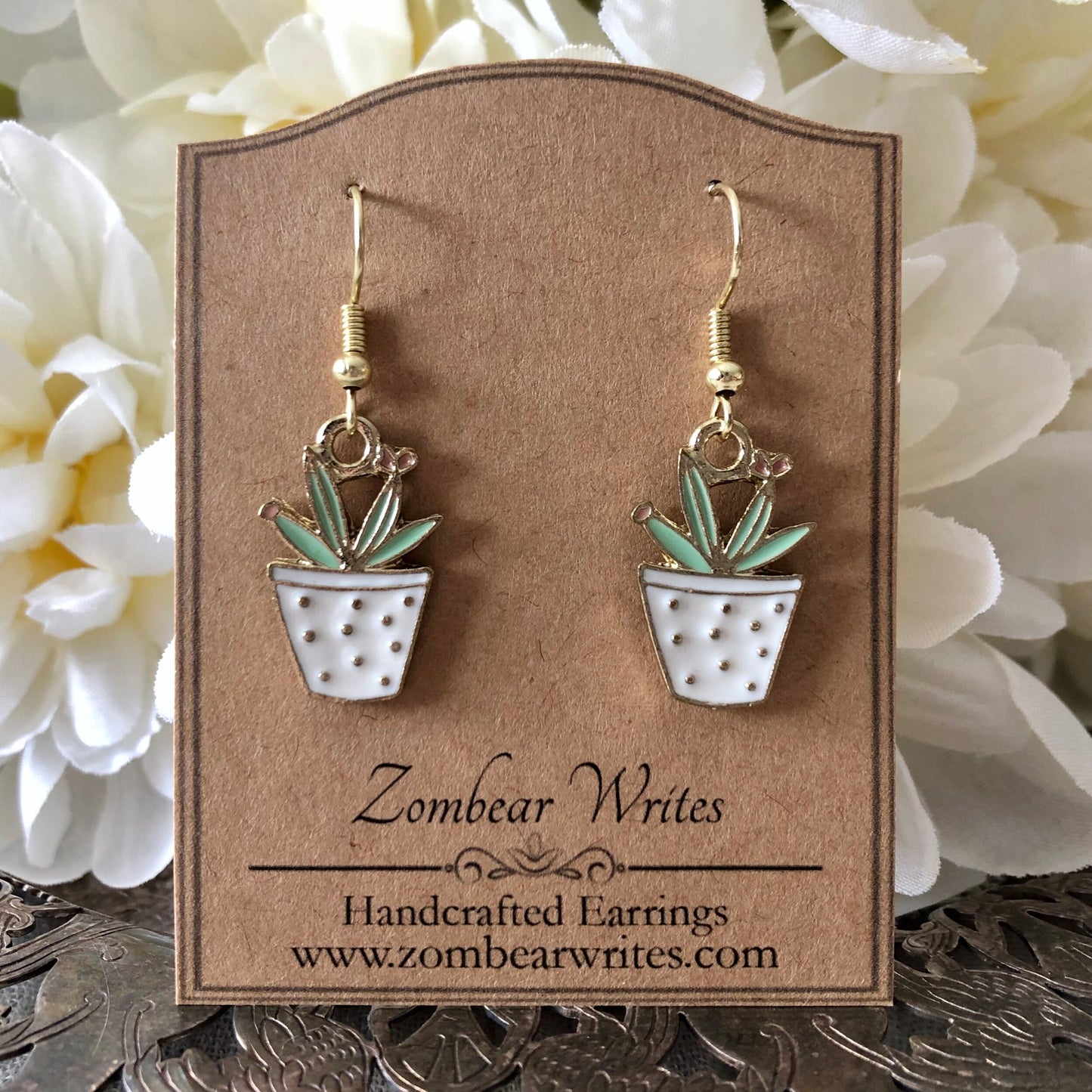Cactus Earrings - White