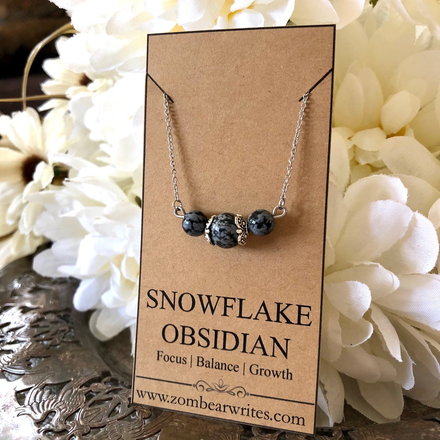 Snowflake Obsidian Natural Gemstone Necklace
