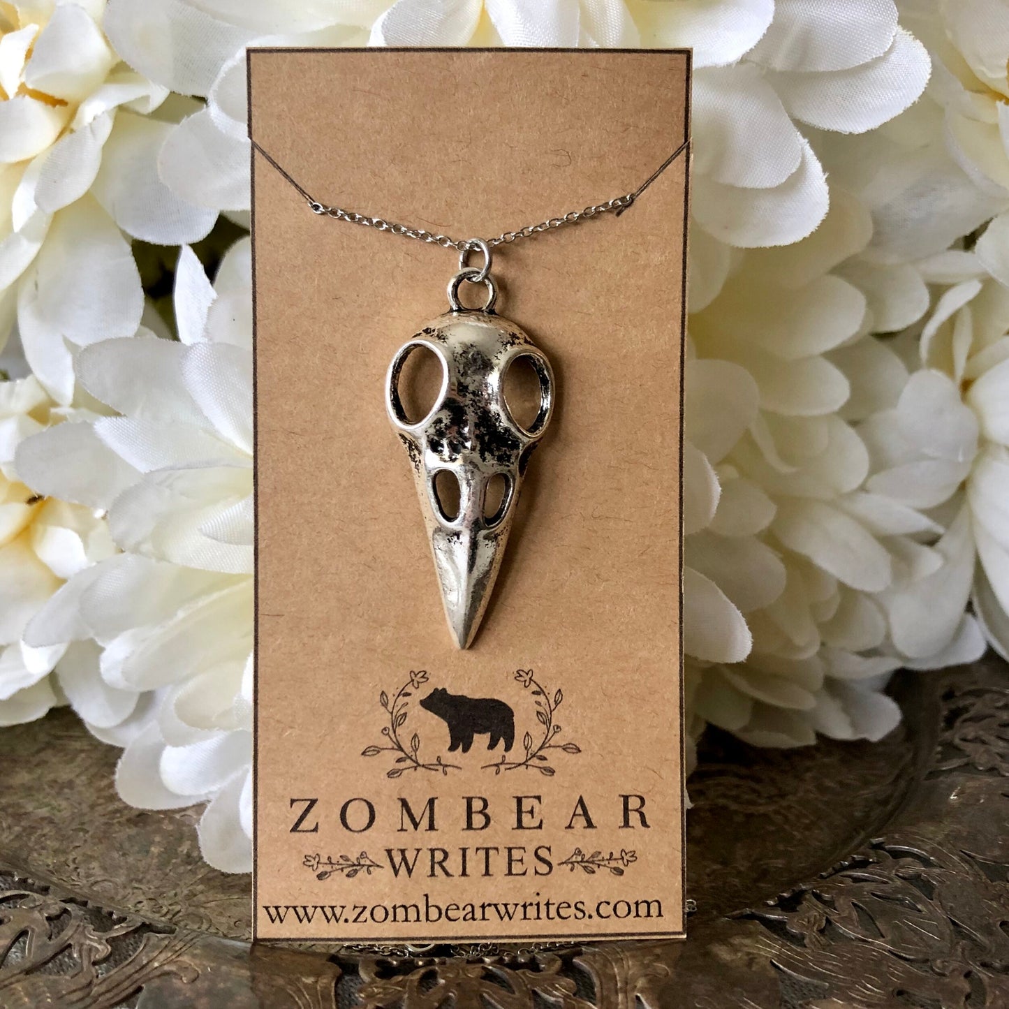 Silver Bird Skull Necklace