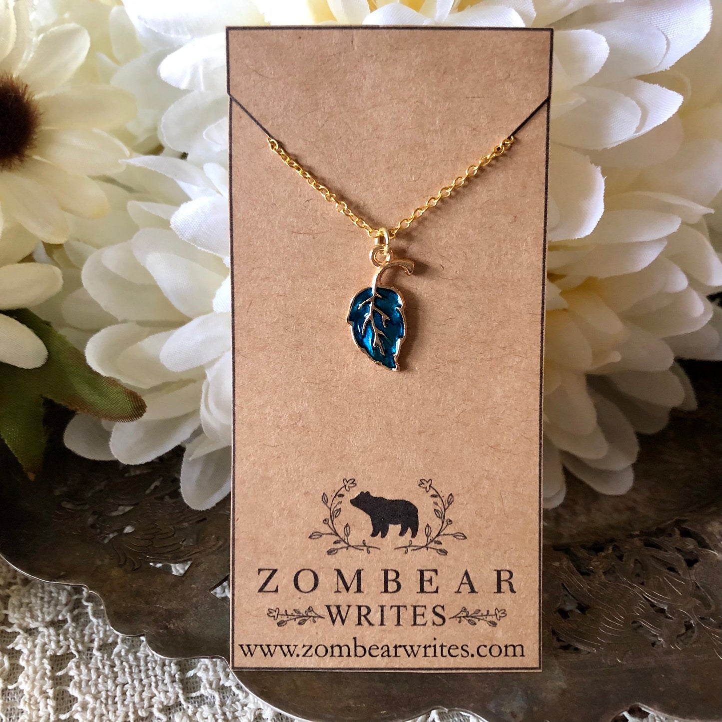 Leaf Necklace - Blue