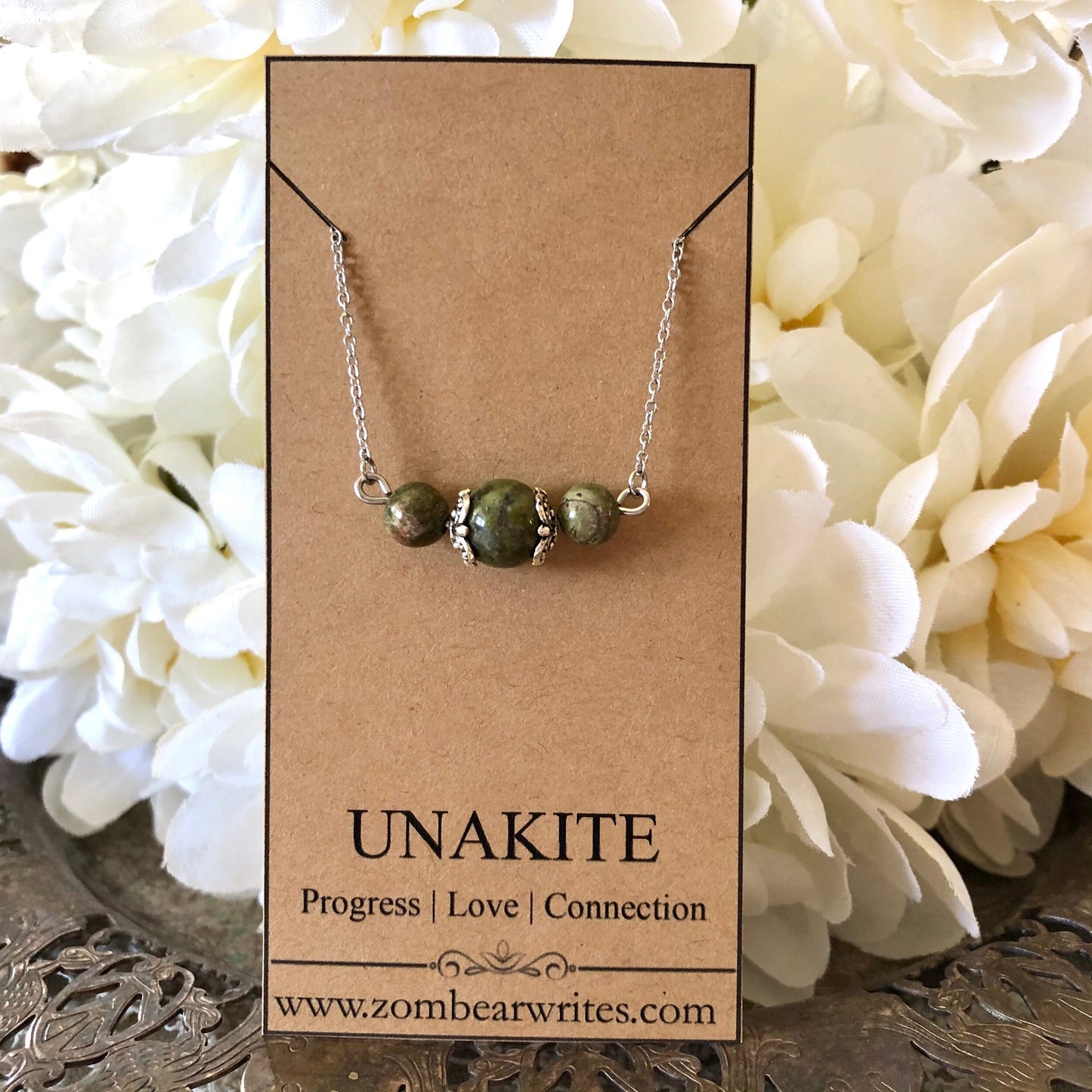 Unakite Natural Gemstone Necklace