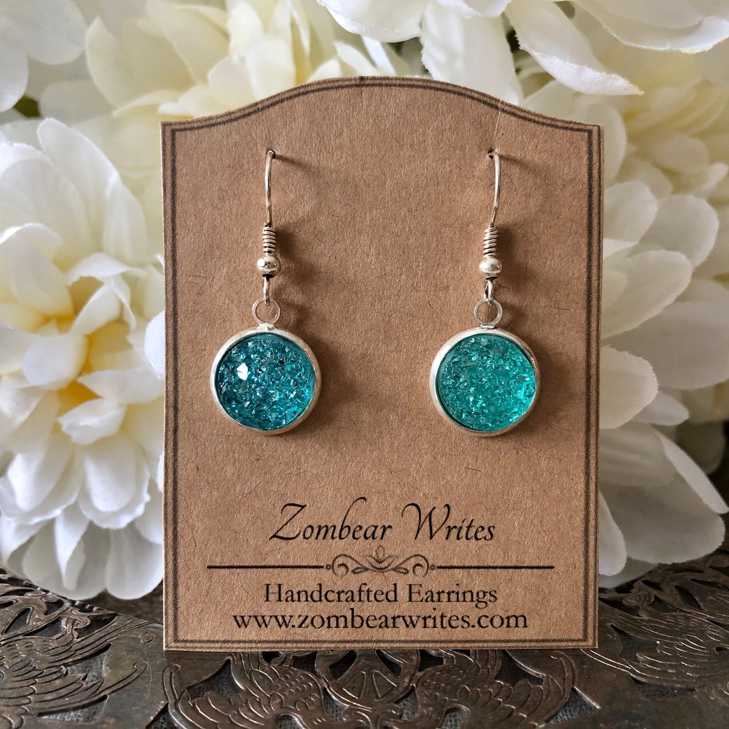 Ocean Blue Geode Earrings