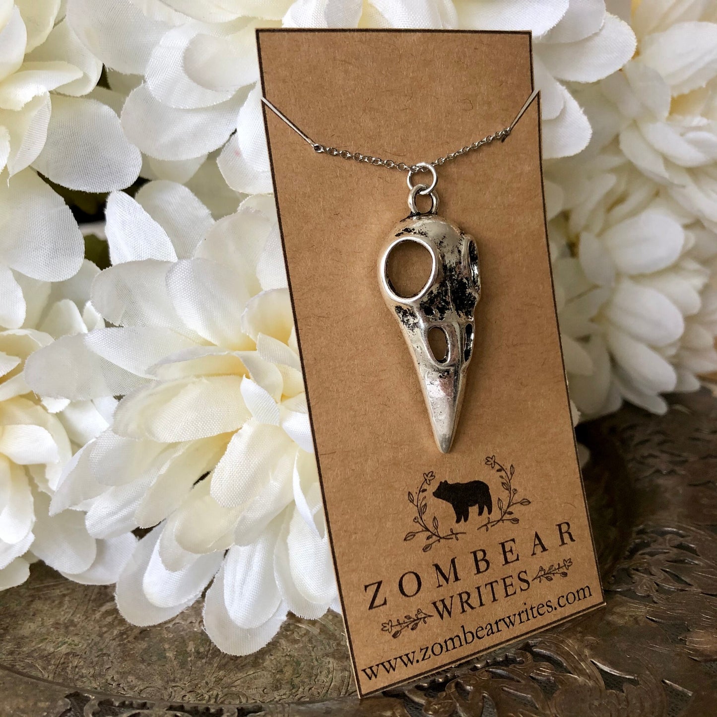 Silver Bird Skull Necklace