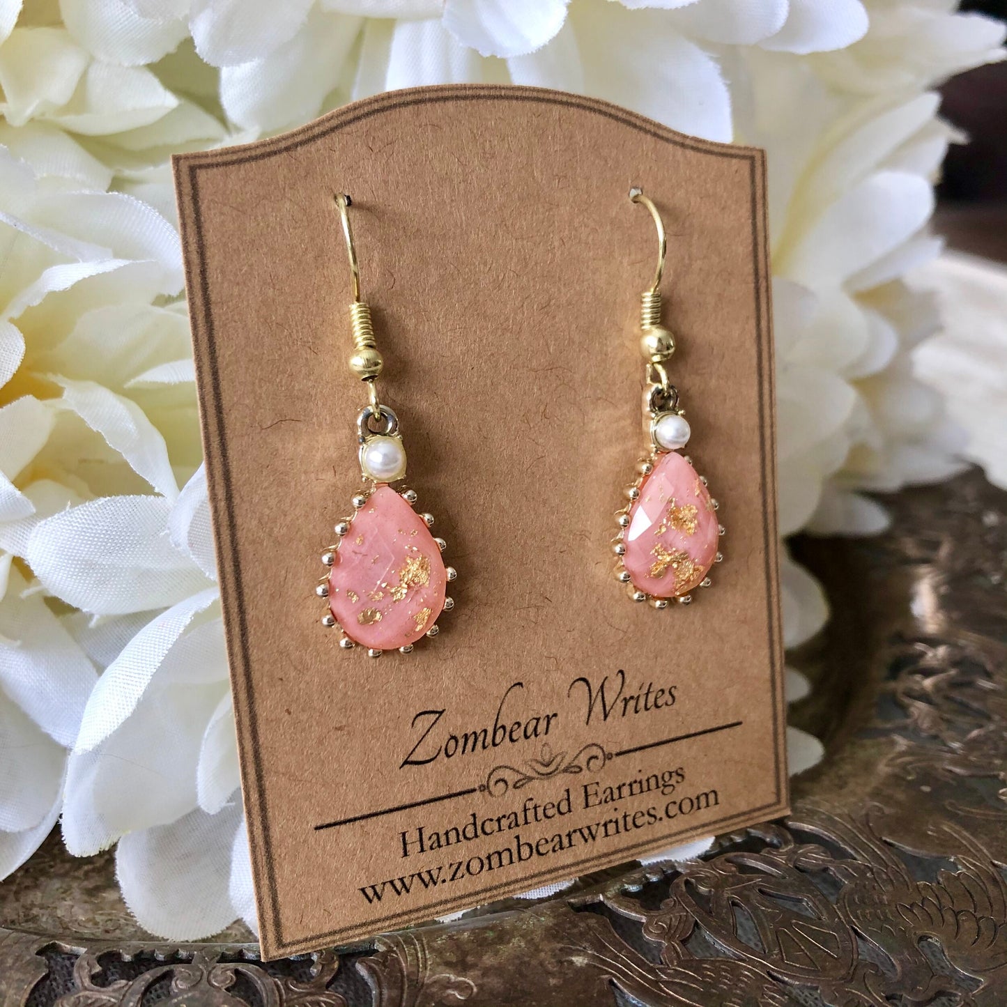 Pink Teardrop Earrings