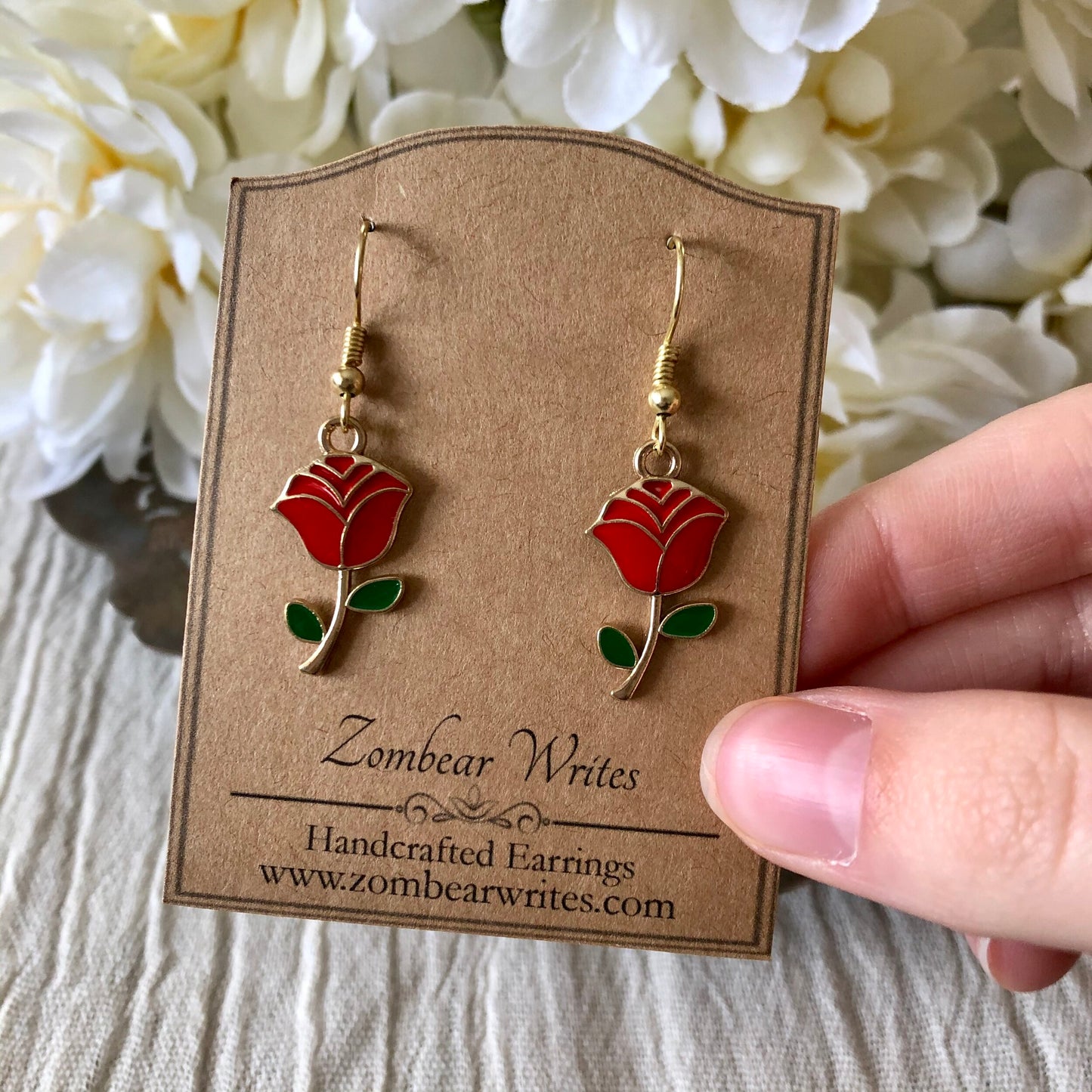 Red Rose Earrings