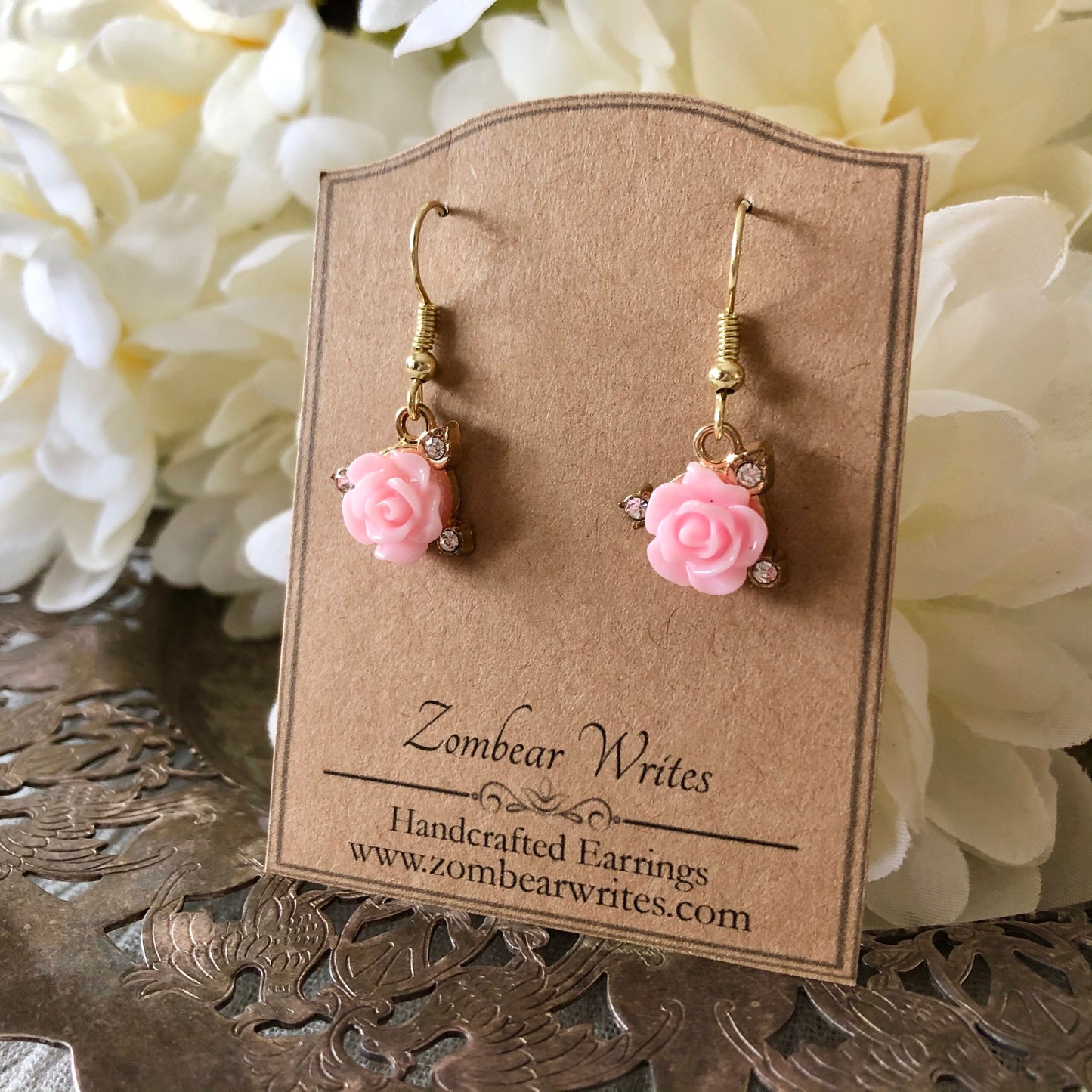 Pink Rose Earrings